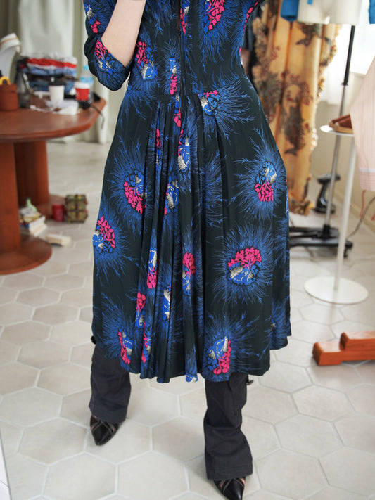 1950s Vintage, botanical printed dress