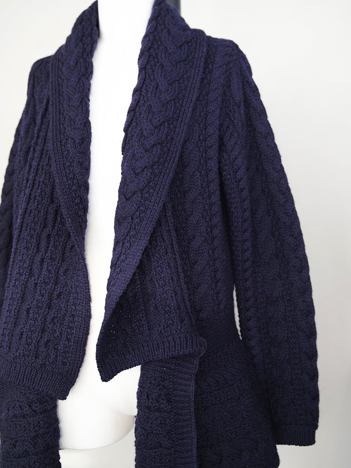 1990s Arancrafts, flare hem shawl knit cardigan