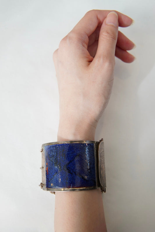 1960-70s Jacob Hull from Denmark, ceramic face chain bracelet