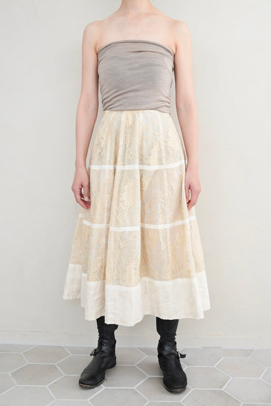 spring 2000s Dries Van Noten, lacework flare skirt