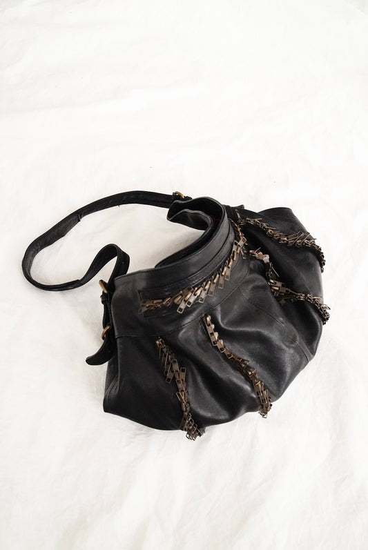 1990s anonymous, full zip leather bag