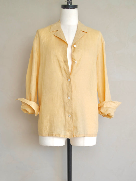 1990s Prada, open collar linen shirt