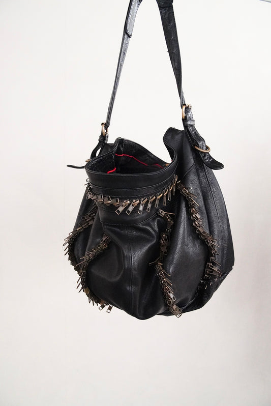 1990s anonymous, full zip leather bag